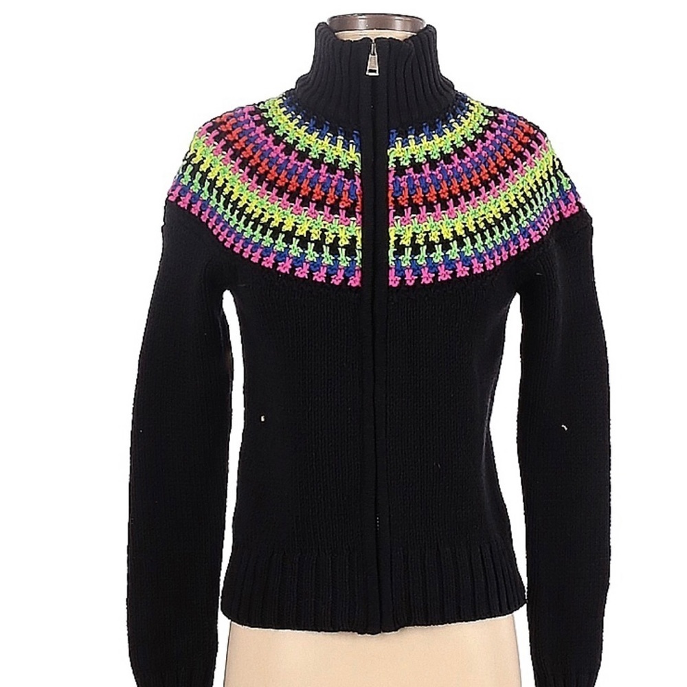 Ralph Lauren Active Sweater Cardigan Full Zip Cable Knit Multicolor Size Small